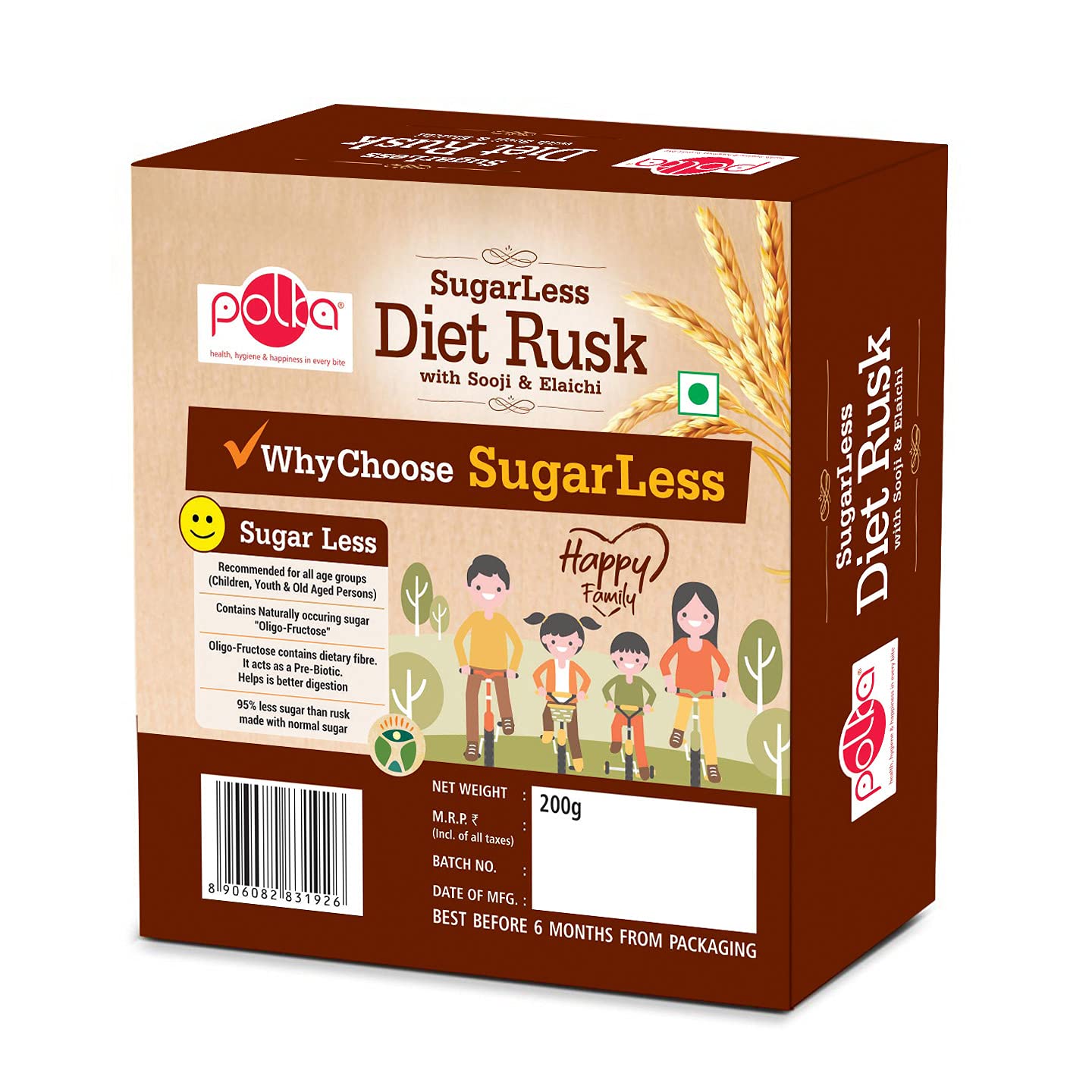 Polka Sugarless Diet Rusk, Sooji - Image 2