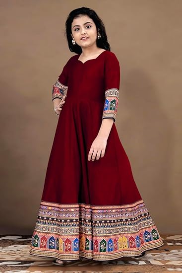 Plain Cotton Silk Maxi | Long Gown f Kid Girls - Image 2